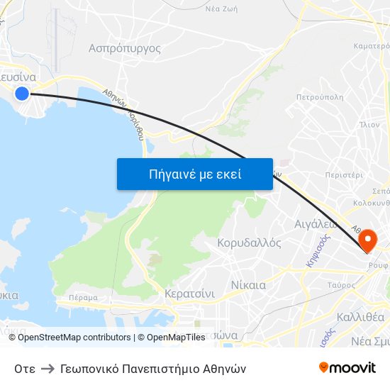 Οτε to Γεωπονικό Πανεπιστήμιο Αθηνών map