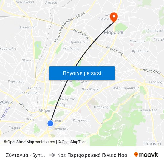 Σύνταγμα - Syntagma to Κατ Περιφερειακό Γενικό Νοσοκομείο map