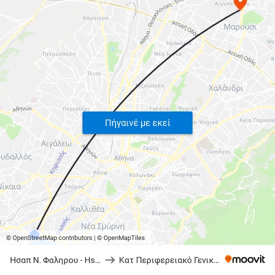 Ησαπ Ν. Φαληρου - Hsap N. Falhroy to Κατ Περιφερειακό Γενικό Νοσοκομείο map