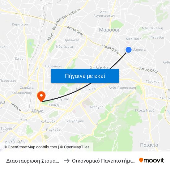 Διασταυρωση Σισμανογλειου to Οικονομικό Πανεπιστήμιο Αθηνών map