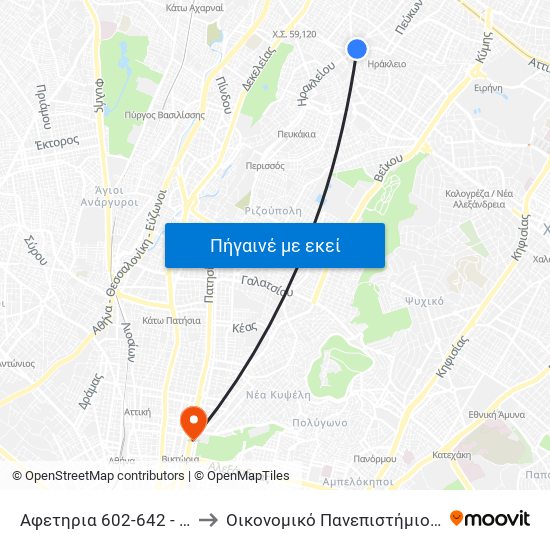 Αφετηρια 602-642 - Afetiria to Οικονομικό Πανεπιστήμιο Αθηνών map