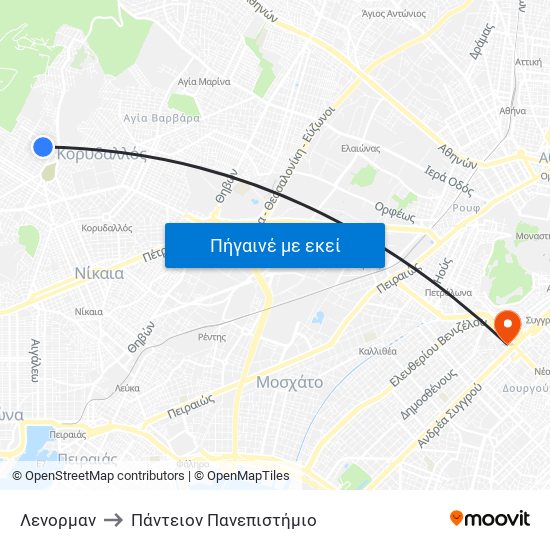 Λενορμαν to Πάντειον Πανεπιστήμιο map
