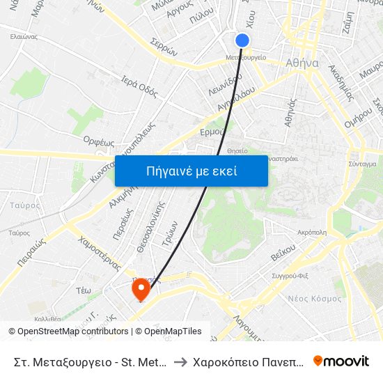 Στ. Μεταξουργειο - St. Metaxoyrgeio to Χαροκόπειο Πανεπιστήμιο map