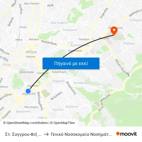 Στ. Συγγρου-Φιξ - St. Syggrou-Fix to Γενικό Νοσοκομείο Νοσημάτων Θώρακος "Η Σωτηρία" map