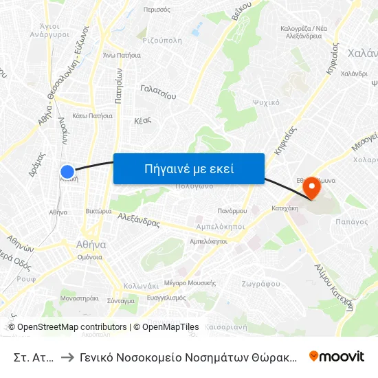 Στ. Αττικη to Γενικό Νοσοκομείο Νοσημάτων Θώρακος "Η Σωτηρία" map