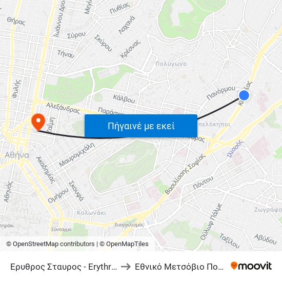 Ερυθρος Σταυρος - Erythros Stayros to Εθνικό Μετσόβιο Πολυτεχνείο map