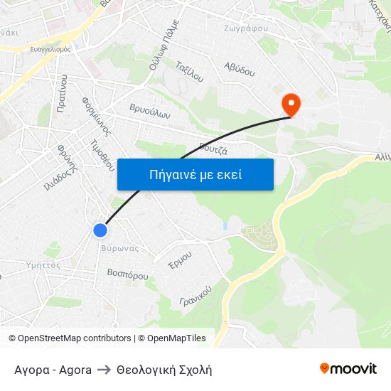 Αγορα - Agora to Θεολογική Σχολή map