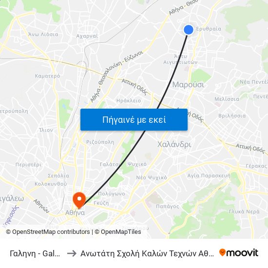 Γαληνη - Galhnh to Ανωτάτη Σχολή Καλών Τεχνών Αθήνας map