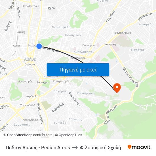 Πεδιον Αρεως - Pedion Areos to Φιλοσοφική Σχολή map