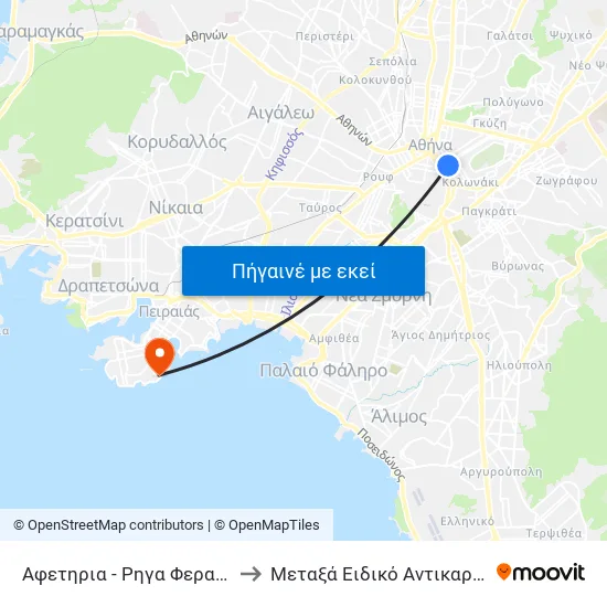 Αφετηρια - Ρηγα Φεραιου / Afethria - Rhga Feraioy to Μεταξά Ειδικό Αντικαρκινικό Νοσοκομείο Πειραιά map