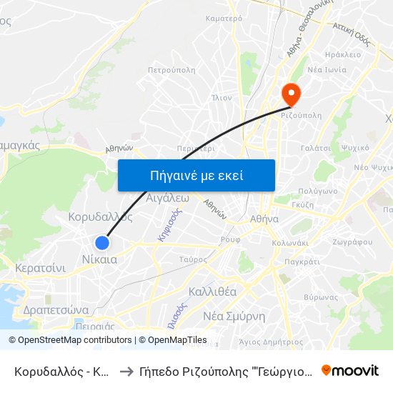 Κορυδαλλός - Koridalos to Γήπεδο Ριζούπολης ""Γεώργιος Καμάρας"" map
