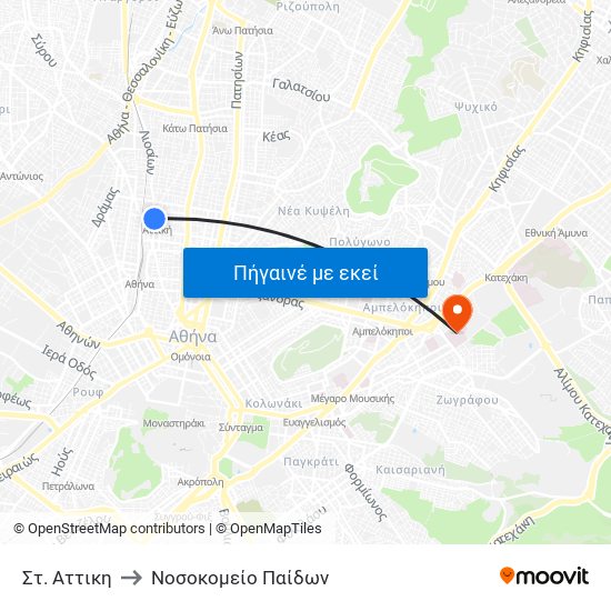 Στ. Αττικη to Νοσοκομείο Παίδων map