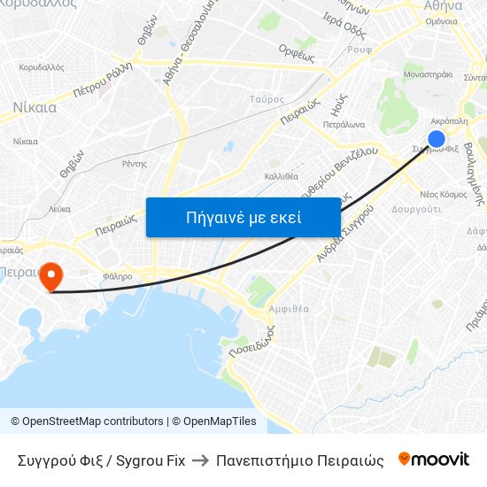 Συγγρού Φιξ / Sygrou Fix to Πανεπιστήμιο Πειραιώς map
