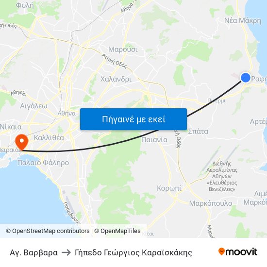 Αγ. Βαρβαρα to Γήπεδο Γεώργιος Καραϊσκάκης map