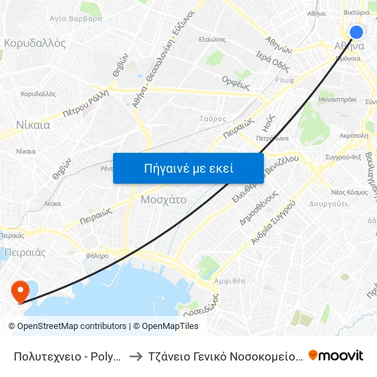 Πολυτεχνειο - Polytexneio to Τζάνειο Γενικό Νοσοκομείο Πειραιά map