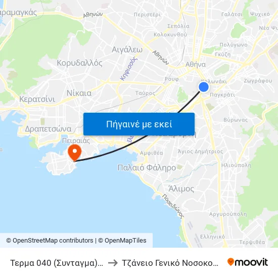 Τερμα 040 (Συνταγμα) - Syntagma to Τζάνειο Γενικό Νοσοκομείο Πειραιά map