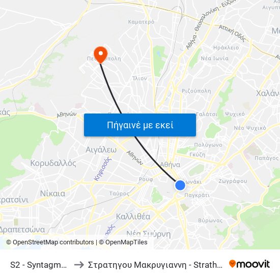 S2 - Syntagma Square to Στρατηγου Μακρυγιαννη - Strathgoy Makrygianni map