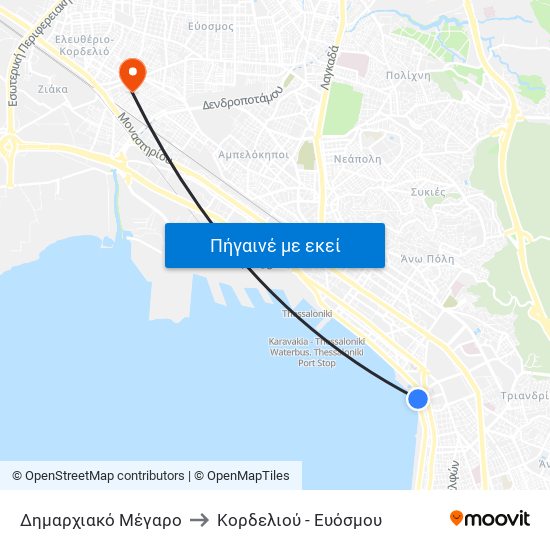 Δημαρχιακό Μέγαρο to Κορδελιού - Ευόσμου map