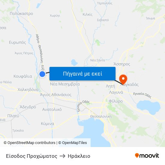 Είσοδος Προχώματος to Ηράκλειο map