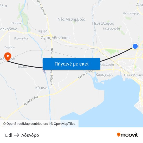 Lidl to Άδενδρο map