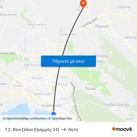 Τ.Σ. Βενιζέλου (Γραμμής 24) to Λητή map
