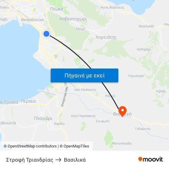 Στροφή Τριανδρίας to Βασιλικά map