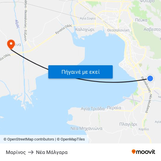 Μαρίνος to Νέα Μάλγαρα map