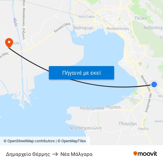 Δημαρχείο Θέρμης to Νέα Μάλγαρα map