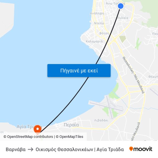 Βαρνάβα to Οικισμός Θεσσαλονικέων | Αγία Τριάδα map