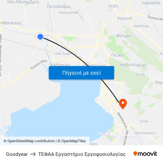 Goodyear to ΤΕΦΑΑ Εργαστήριο Εργοφυσιολογίας map