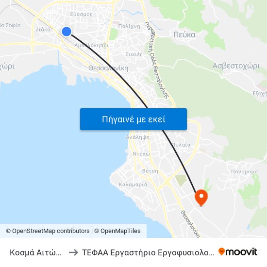 Κοσμά Αιτώλου to ΤΕΦΑΑ Εργαστήριο Εργοφυσιολογίας map