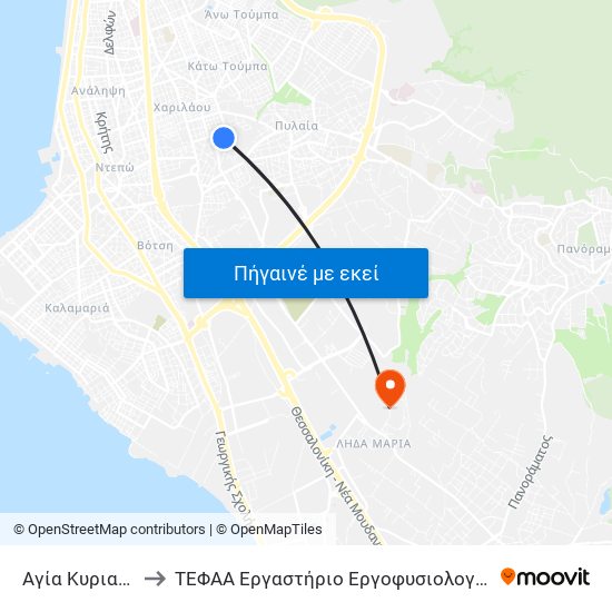 Αγία Κυριακή to ΤΕΦΑΑ Εργαστήριο Εργοφυσιολογίας map