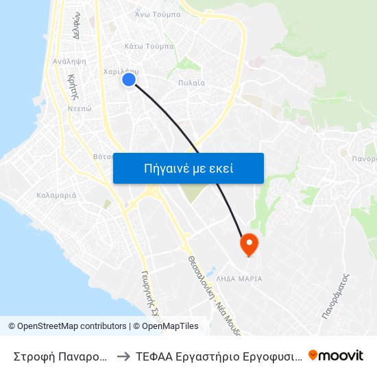 Στροφή Παναρομάτος to ΤΕΦΑΑ Εργαστήριο Εργοφυσιολογίας map