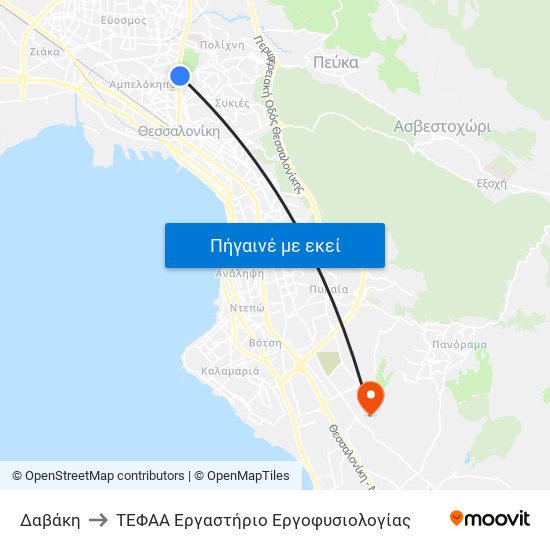 Δαβάκη to ΤΕΦΑΑ Εργαστήριο Εργοφυσιολογίας map