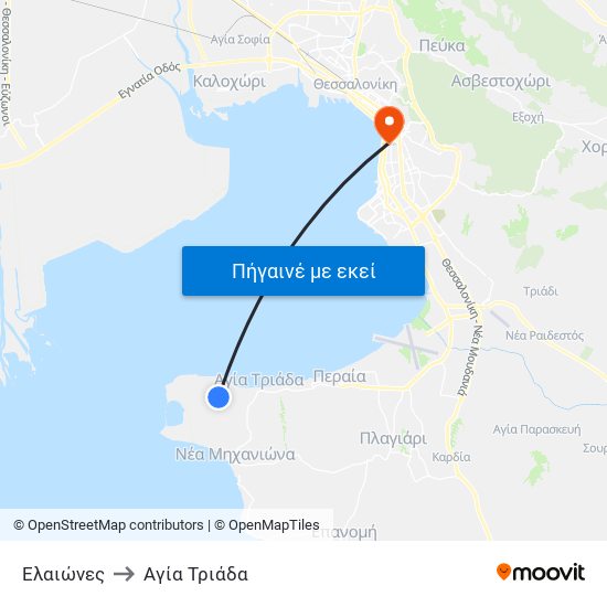 Ελαιώνες to Αγία Τριάδα map