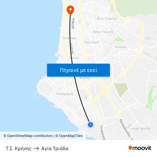 Τ.Σ. Κρήνης to Αγία Τριάδα map