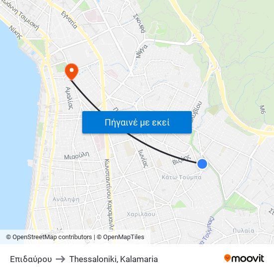 Επιδαύρου to Thessaloniki, Kalamaria map