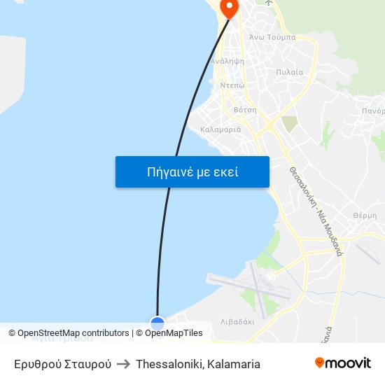 Ερυθρού Σταυρού to Thessaloniki, Kalamaria map