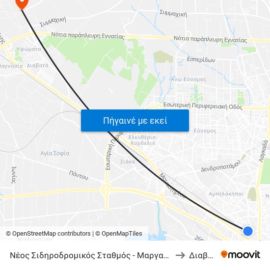Νέος Σιδηροδρομικός Σταθμός - Μαργαροπούλου to Διαβατά map