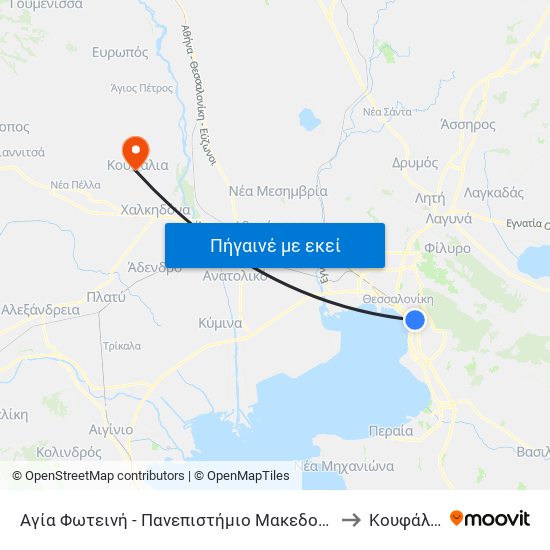 Αγία Φωτεινή - Πανεπιστήμιο Μακεδονίας to Κουφάλια map