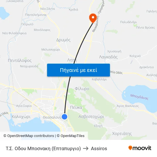 Τ.Σ. Οδου Μποσνακη (Επταπυργιο) to Assiros map