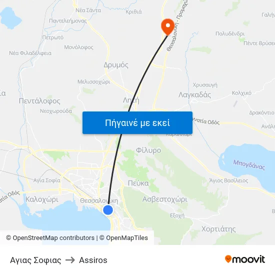 Αγιας Σοφιας to Assiros map