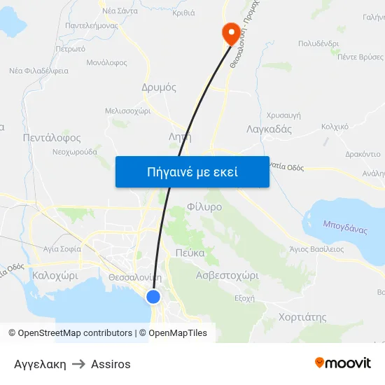 Αγγελακη to Assiros map