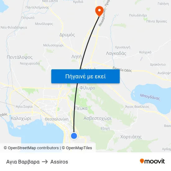 Αγια Βαρβαρα to Assiros map
