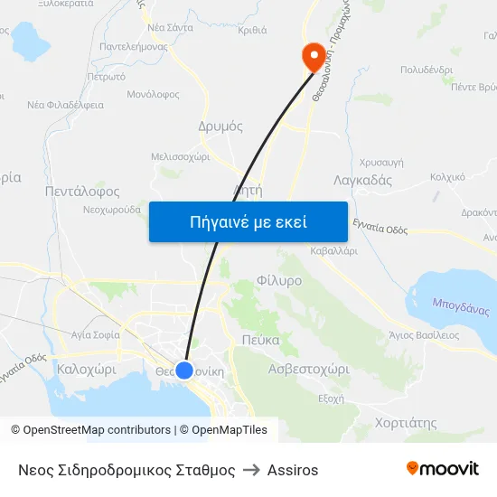 Νεος Σιδηροδρομικος Σταθμος to Assiros map
