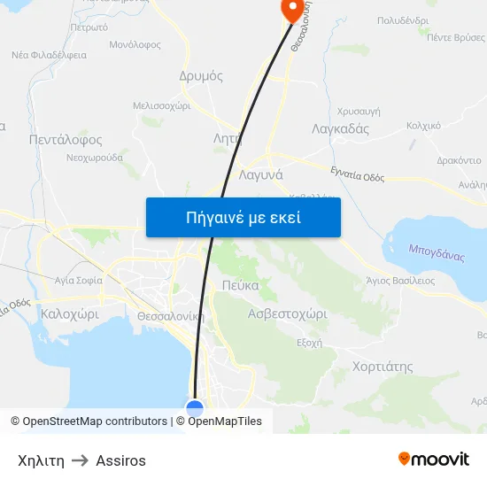 Χηλιτη to Assiros map