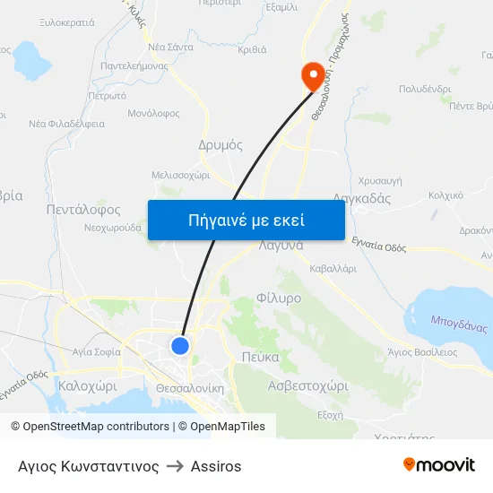 Αγιος Κωνσταντινος to Assiros map