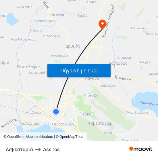 Ασβεσταριά to Assiros map