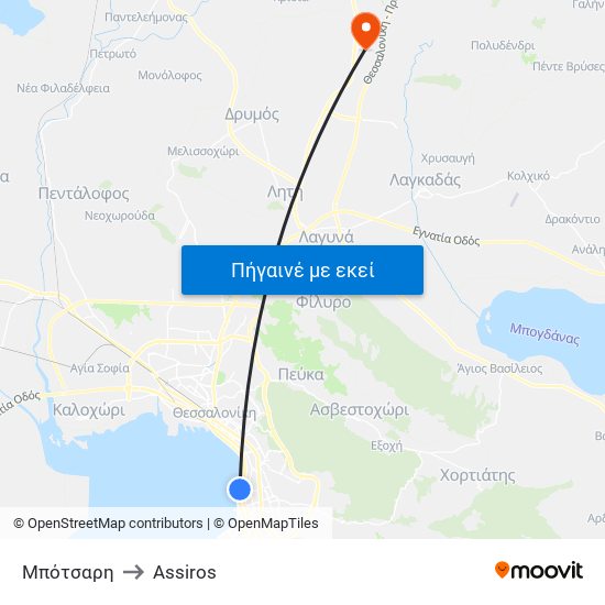 Μπότσαρη to Assiros map