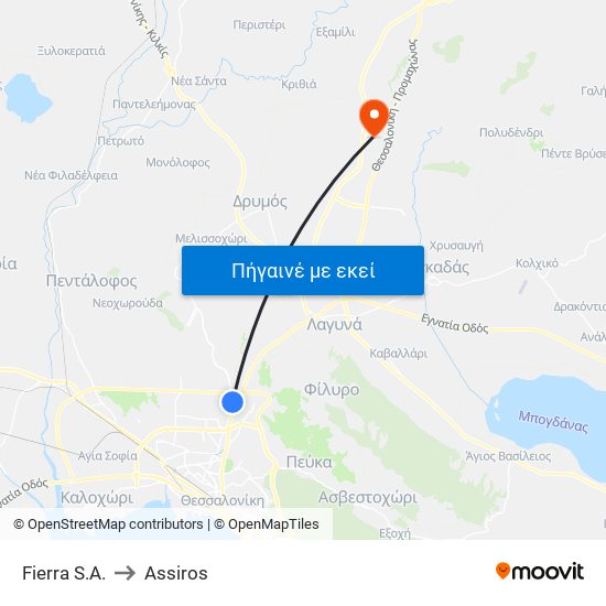 Fierra S.A. to Assiros map